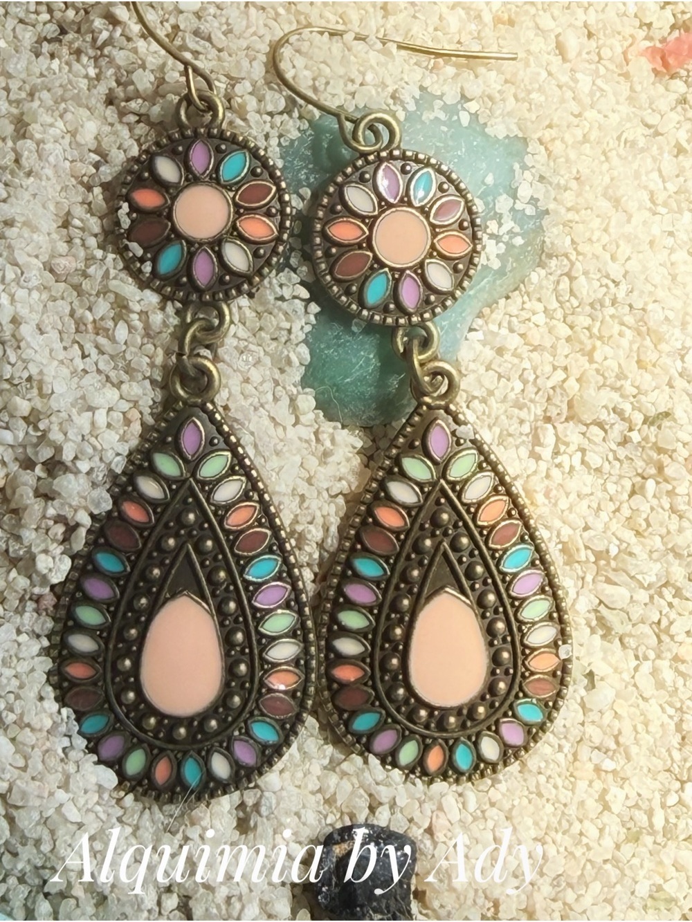 Alquimia Pastel Multicolor Teardrop Enamel Dangle Earrings